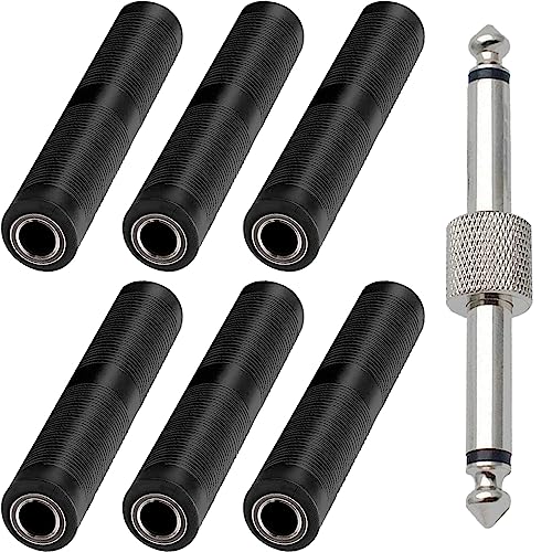 1/4インチ TRS/TS メス - メス カプラー 6.35mm ジャック ステレオ コネクタ TRS ステレオおよびモノラル ジャック アダプター ジョイナー スピーカー アンプ ギター用 6.3