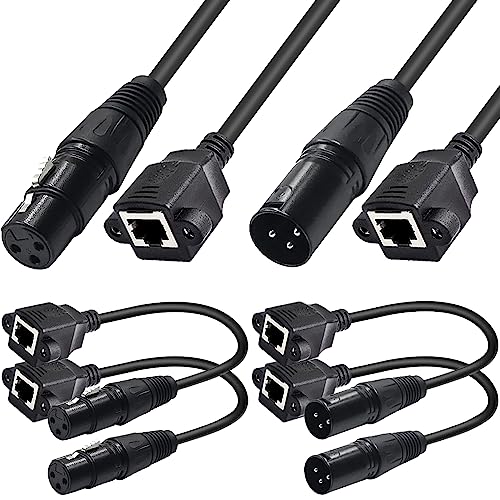 XLR 3ピン - RJ45メスケーブル RJ45メス - XLRオスネットワークコネクタ延長ケーブル DMX-CONコントローラ用アダプタケーブル（4パック 1フィート）商品の性質上、取り付け方法や