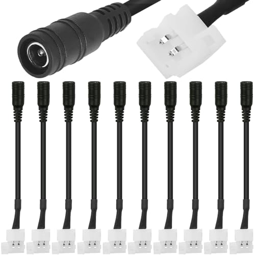C からライト ストリップ クリップ DC 5.5mm x 2.1mm メス プラグから 2 ピン 8mm 幅無はんだライト ストリップ クリップ 3528 5050 LED ライト ストリップ用 (