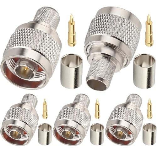 圧着コネクター LMR400/RG8/KMR400/RG213 （5 パック）のための 50 オーム N の オス プラグ RF N のタイプはんだのコネクターのアダプター商品の性質上、取り付け方法や