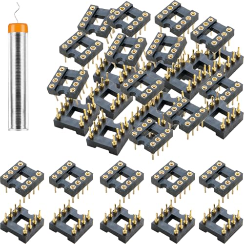 丸型 DIP-8 ICソケット 2.54mm ピッチ 8ピン ICソケットアダプター はんだ付け タイプ 金メッキ 折れにくい 錫線付き 電子実験DIY用 30個セット商品の性質上、取り付け方法や使用
