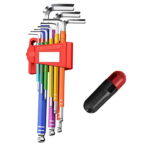 六角棒レンチ 六角レンチ 六角レンチセット ボールポイント 9本組 1.5mm-10mm 六角レンチ 合金スチール DIY デジタル修理 工具 自転車バイク修理 精密家庭用 レンチブースター付き