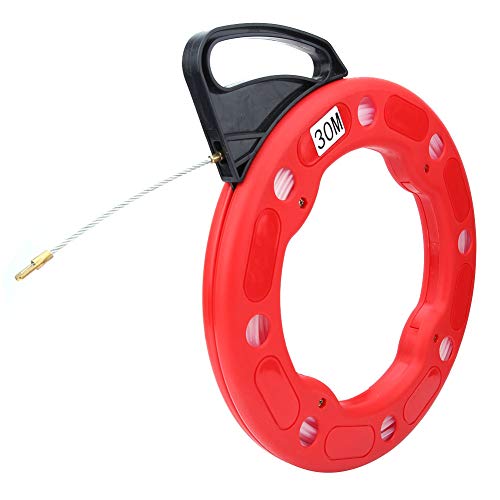 通線ワイヤー ケーブル索引具 通線ロッド 配線通し 配線ガイド 非導電性 フィッシュテープ 30m 4.0mm 耐久性 耐衝撃性ケース付き ナイロンハンドル付き 簡単使用 ワイヤープルに最適商品の説明