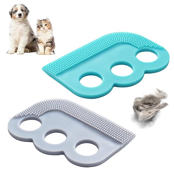 ペット 抜け毛取りブラシ 2個入り 猫 犬 ペット毛 掃除ブラシ 犬用 猫用 毛玉取り器 多目的 ゴム ペットコーム 車 衣類 家具 寝具 カーペット 布団 ソファー用 抜け毛クリーナー (グレー &
