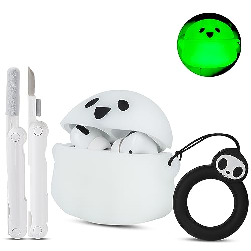 Apple Air Pods Pro 第2世代 / 第1世代充電 ケース カバー クリーナーキット付き 夜光3Dハロウィンゴースト ファニーアニメ ソフトシリコン保護 ケース Airpod ProとP