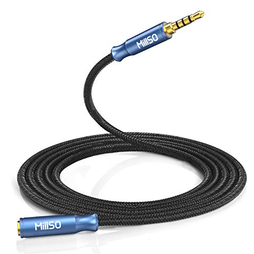 ヘッドホン イヤホン 延長コード 2.4m ナイロン編み 4極 延長 TRRS オスメス 3.5mm オーディオケーブル 延長 ステレオミニプラグ 金メッキ 再生 高耐久 オーディオ延長ケーブル スマ