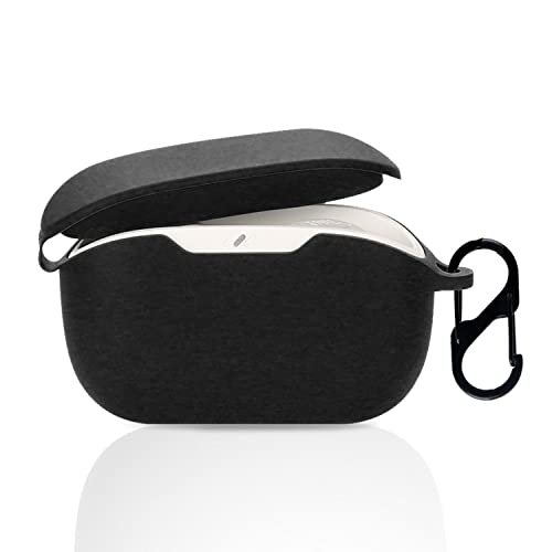 JBL WAVE BUDS 2 / WAVE BUDS ケース カバー ワイヤレス イヤーホン シリコン 保護ケース 落下防止 キズ防止 耐衝撃 装着充電可能 防水 防塵 カラビナ付き (ブラック)
