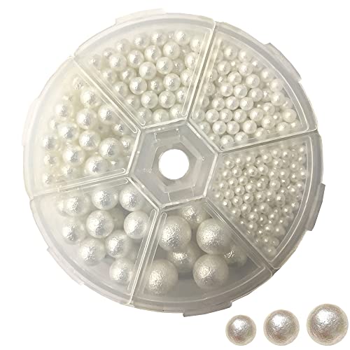 コットンパール パール 穴なし パール ラウンド 丸玉 6サイズ 3mm / 4mm / 5mm / 6mm / 8mm / 10mm 約800個 光沢 樹脂パール 手芸材料 DIY用 手作り ハンド