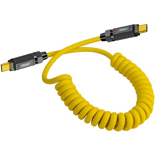 USB C ケーブル コイル (0.5M-1.5M 伸縮自由) 140W USB C充電ケーブル コイル型 PD対応 20Gbps USBCスプリングスパイラルケーブル Type C 伸縮 8K映像出