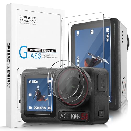 DJI Osmo Action 5 Pro ガラスフィルム 全面保護 0.26mm 2.5D 高透過率 硬度9H 気泡防止 [2セット6枚] for Osmo Action 5 Pro用保護フィルム 
