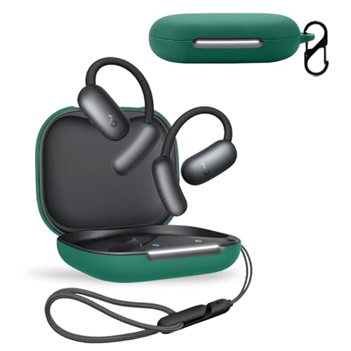 Anker Soundcore Aero Fit 2 ケース カバー ワイヤレス イヤーホン シリコン 保護ケース (カラビナ付き+ストラップ付き ) 落下防止 キズ防止 耐衝撃 装着充電可能 防水 