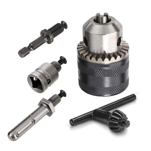 1.5-13mmドリルチャック 六角シャンク + SDS + 1/2インチアダプターソケット ブラック メタルキー付き インパクトレンチ変換ツール 13mm 電動ドリルチャック インパクト用ドライバー