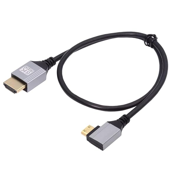 8K 4K ミニ HDMI 2.1 超薄型 HDTV ケーブル ハイパースーパーフレキシブル スリムコード タイプA から タイプC 左角度 カメラ HDTV 50cm & starf;重要：