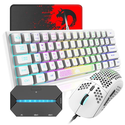 ゲーミングキーボード マウス コンバーター セット テンキーレス 62キー 60% 静音 コンパクト 有線 USB接続 ゲーム機専用コンバーター付き RGBバックライト 19キー防衝突 Windows