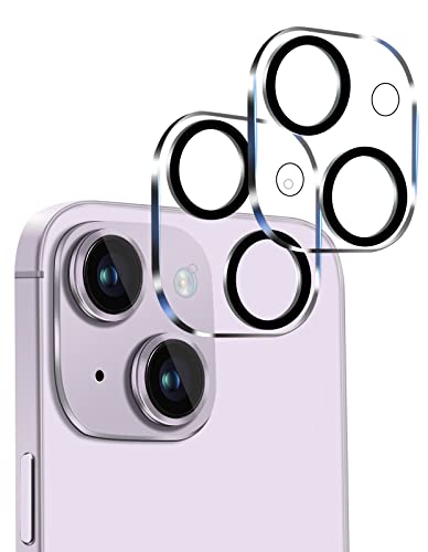 i Phone14 / i Phone14 Plus カメラ レンズ 保護カバー 黒縁取り 露出オーバー防止 硬度9H 全体保護 液晶強化ガラス レンズ 高透過率99% 飛散防止 極薄 [2枚入り]&