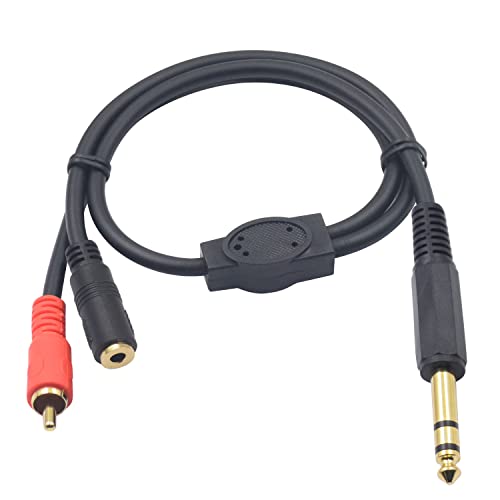 6.35mm 3.5mm RCA Y スプリッター ケーブル TRS 6.35mm オス 3.5mmメス RCA オステレオ ジャック オーディオ Y スプリッター アダプター ケーブル アンプ ギタ