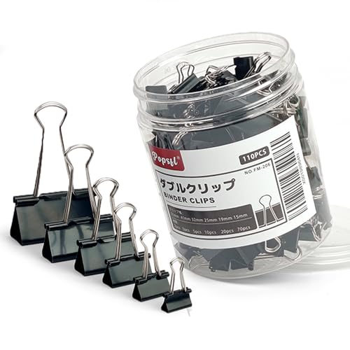ダブルクリップ 大 中 小 豆 51型 41型 110個入 ブラクラ バインダークリップ 51mm 41mm 32mm 25mm 19mm 15mm ペーパークリップ 強力 黒 クリップ 分厚い書類整