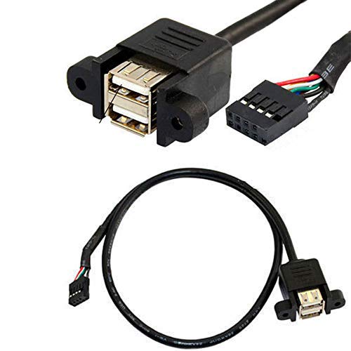 USB2.0 ケーブル デュアルUSB 2.0 Aメスパネルマウント 10P 0.1インチヘッダピッチマザーボードケーブル 固定可能 USB2.0変換 アダプタ コネクタ&starf;重要：商