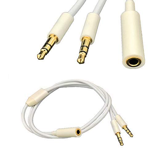 2*3.5mm 3極 オス 3.5mm 3極メス オーディオ分配ケーブル 3極変換コネクタ イヤホン 分配 ヘッドホン音声出力分岐コード 3.5mmステレオミ二分配ケーブル (白)&starf