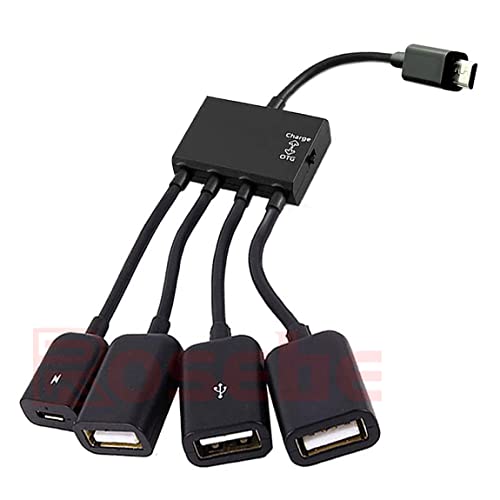 micro USB 接続 OTG ハブ ケーブル 充電 しながら USB 機器 データ 通信 可能 USB 3ポート Micro USB 1ポート 4 in1 Micro USB アダプター マイクロ
