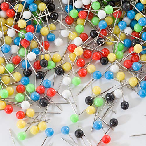 画びょう ピン 画鋲 押しピン プッシュピン 4*15mm プラスチック製 スチール針 マップピン ボード 地図 掲示板 写真 / カレンダー 工芸 建築模型 固定用 収納ケース付き 6色 500枚入