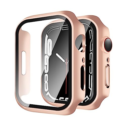 Apple Watch 9 / 8 / 7 45mm ケース アップルウォッチ9 / 8 / 7 45mm ケース PC素材 アップルウォッチ カバー ガラスフィルム 一体型 二重構造 Apple W