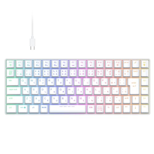ゲーミングキーボード テンキーレス 赤軸 メカニカル キーボード 日本語配列 88キー 75%サイズ RGB 23種類 バックライト カスタム 静音 有線 着脱式ケーブル ゲーム オフィス用 パソコン