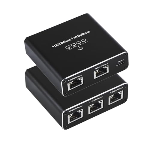 1000Mbps RJ45 ネットワーク 分配器 1x4 ギガビット lanケーブル 分配器 RJ45 分配器 1入力4出力 スプリッター 4台デバイス 共有 インターネット PC ルーター Cat5