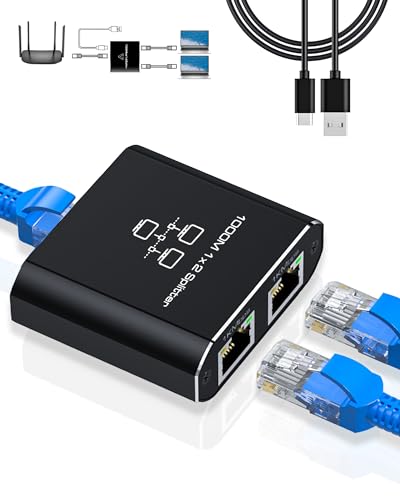 LAN分配器 LAN ケーブル 分岐 RJ45 1000Mbps 1入力3出力 3台同時使用 Cat5 Cat5e Cat6 Cat7 Cat8対応 ネットワーク拡張 ネットワーク同時利用 三股同時出
