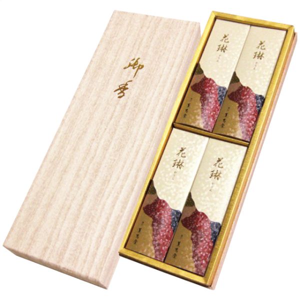 薫寿堂 花琳 和装紙箱 短寸4箱 お線香 ご進物セット ご進物 線香 セット 香典返し 弔事 お盆 お彼岸 御霊前 御仏前 お仏壇 法要 法事 志 四十九日 満中陰志 初盆 偲び草 粗供養 お供え 忌