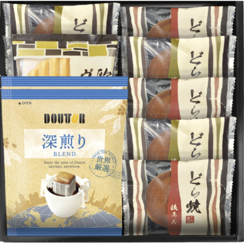 ドトールコーヒー＆どら焼き 詰合せ どら焼き コーヒー ドリップ インスタント 焼き菓子 洋菓子 和菓子 詰め合わせ ギフトセット 濃厚 しっとり 粒あん 抹茶あん スイーツ グルメ 誕生日 出産内祝