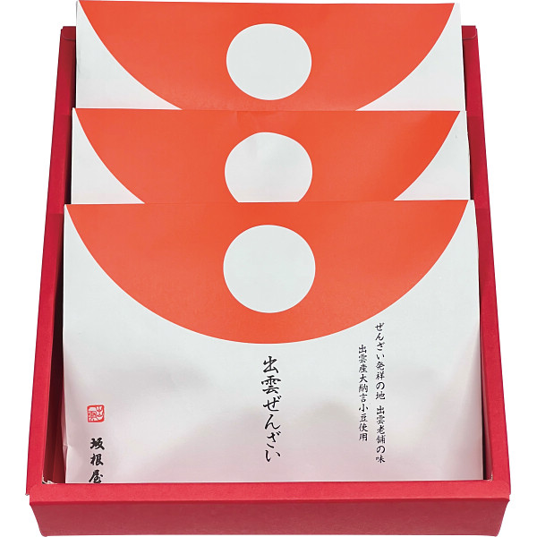 坂根屋 紅白餅入り出雲ぜんざい ぜんざい 和菓子 手土産 しっとり 詰め合わせ お取り寄せ お菓子 ギフト スイーツ グルメ 誕生日 おやつ 小腹 低脂質 おすそ分け シェア 職場 会社【３個】縁結び