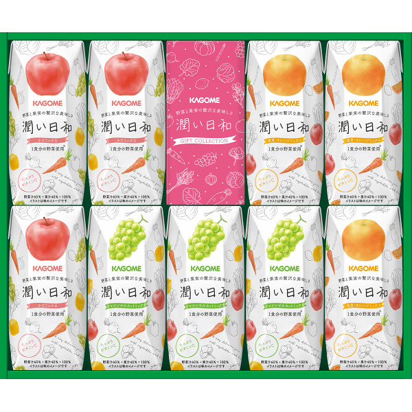 カゴメ 潤い日和 フルーツ ジュース 栄養 簡単 チャージ 産後ママ 原材料からこだわった 人気メーカーの安心飲料 1本に1食分の野菜120gを使用 フルーティで贅沢な美味しさ 【９本】「潤い日和」ふ