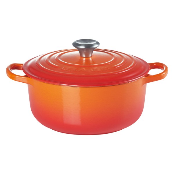 【 送料無料 母の日 ギフト 】 【Le Creuset】 シグニチャー ココット・ロンド 20cm オレンジ 鍋 両手鍋 錫物 ホーロー 調理器具 フラン