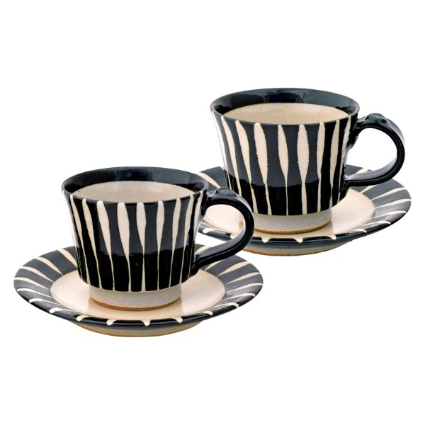 美濃焼 匠魅黒十草 コーヒーペア碗皿 コーヒーカップ ティーカップ 来客用 コーヒー 珈琲 紅茶 来客 おもてなし 日常 お茶 食器 うつわ 食卓 和食 洋食 中華 朝食 ランチ モーニング ブランチ