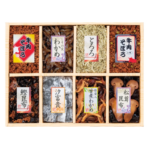 廣川昆布 万味豊秀 8品佃煮詰合せ 佃煮 汐富貴 しその実わかめ 鰹昆布 松茸昆布 とろろ昆布 椎茸入甘煮わかめ 牛肉そぼろ 詰め合せ そうざい おうちごはん 時短 お取り寄せ ギフト こだわり ギフ