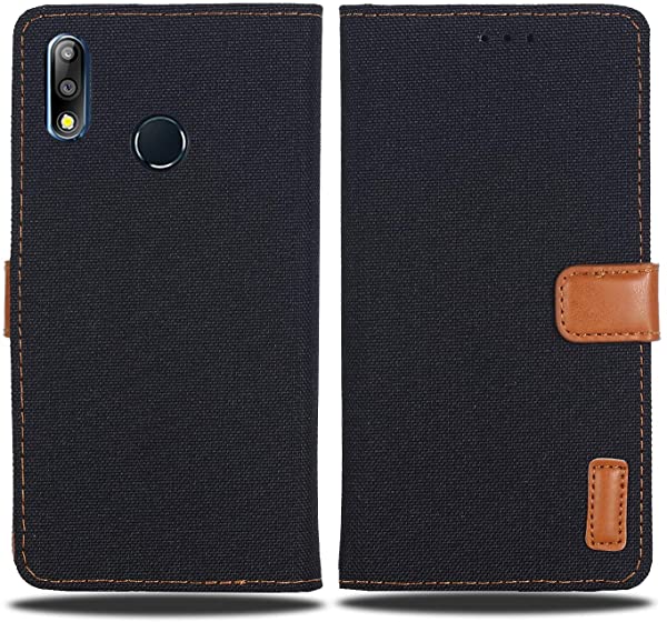 デニム デザイン ケース 手帳型 Zen Fone Max Pro M2 ZB631KL 対応 ASUS 手帳ケース ブラック 全面保護 ベストデニム材料 カード収納ポケット 横置きスタンド機能 スマ