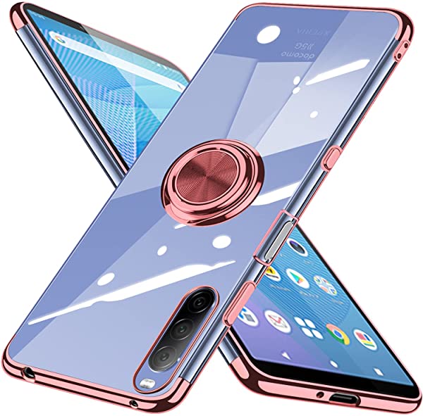 Xperia 10 iii ケース Xperia 10 iii lite ケース リング ソニー SO-52B カバー SOG04 スマホケース 透明 クリア TPU 耐衝撃 メッキ加工 一体型 スタ