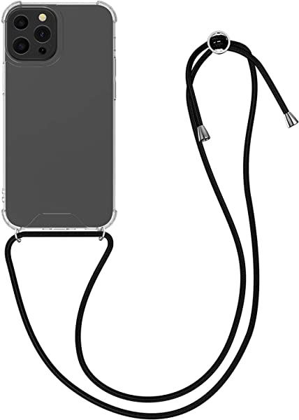 iPhone 13 Pro ケース 首掛け スマホ 肩掛けケース ストラップ シリコン カバー 斜めがけ...透明 黒色 送料無料