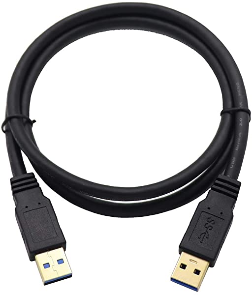 USB・A(オス)-USB・A(オス) USB 3.0 ケーブル タイプA-タイプA オス-オス 金メッキコネクタ 両端 USB・A平型ケーブル (black:0.3m) 送料