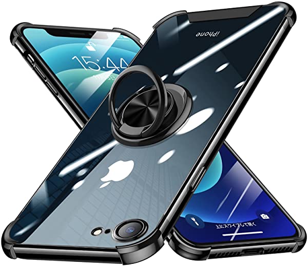 i Phone 7 ケース i Phone 8 ケース i Phone SE ケース 第2世代 2020年新型 リング スタンド付き 耐衝撃 TPU クリア 360度回転 全面保護 超耐久一体型 軽量