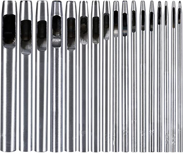17サイズ 穴あけポンチ ハトメ抜き 丸形 円型 ポンチセット ポンチ ポンチ 中空 打ち具 パンチ ベルト 道具 DIY 0.5mm 0.8mm 1mm 1.2mm 1.5mm 1.8mm 2mm 