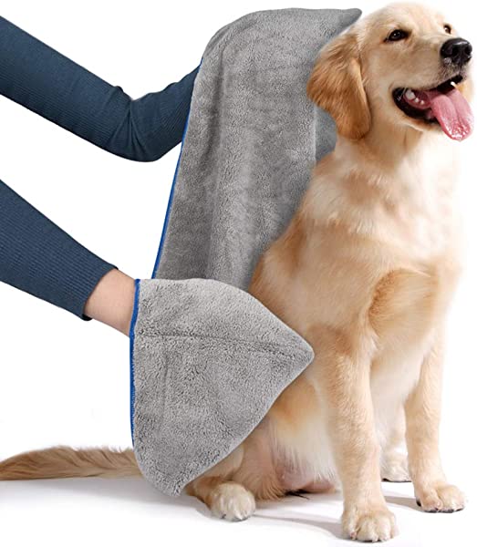 ふわふわ マイクロ ファイバー 超吸水 ペット用 タオル 犬 猫 体拭き タオル (40cmx100cm, グレー) マイクロファイバーペットタオル ブランド：材質: マイクロファイバー（ポリエステル