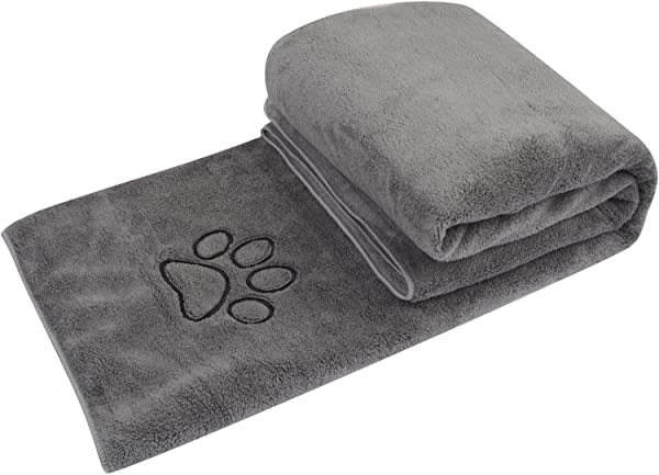 ペット用 タオル 超吸水 厚手 超ソフト マイクロ ファイバー 犬 猫 体拭き 77cmx127cm ダークグレー
