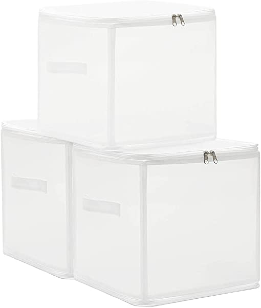 クローゼット収納 衣類収納ケース 30x30x30cm 3個セット 透明収納ボックス 布団収納 収納キューブケース 折りたたみ式 収納ケース ふとん収納 クリアプラスチック 防塵・防汚・防水 衣装収納