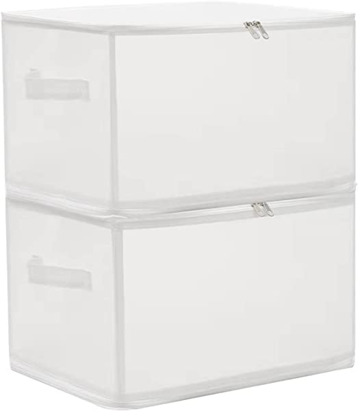 クローゼット収納 衣類収納ケース 40x30x25cm 2個セット 透明収納ボックス 布団収納 収納キューブケース 折りたたみ式 収納ケース ふとん収納 クリアプラスチック 防塵・防汚・防水 衣装収納