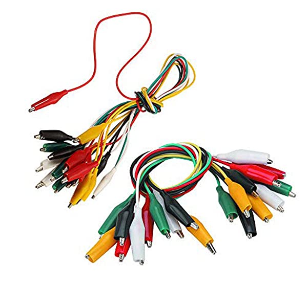 ワニ口クリップコード テストリード ジャンパーワイヤー 電線クランプ ワイヤーコード 電子工作 キット 5色 20組セット