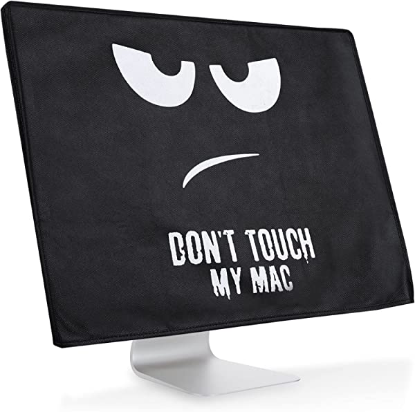 Apple iMac 24' モニターカバー 防塵カバー PC カバー ホコリよけ キーボード マウス ポケット付き Don't touch my Macデザイン...(白色