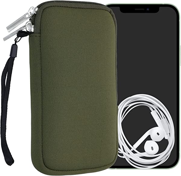 クッション ポーチ L 6.5' ネオプレン スマートフォン 保護 ケース オリーブグリーン特徴全方位保護: 大切なスマホにこのスタイリッシュな保護ケースで新しい表情と強力な保護をプラスして