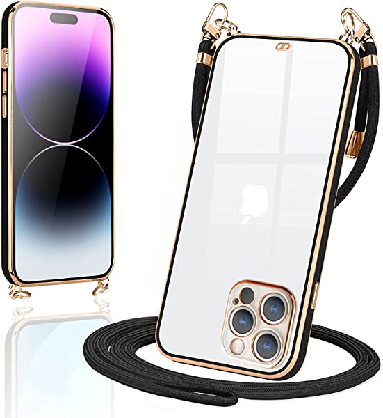 i Phone14 Pro ケース クリア TPU i Phone14Pro ショルダー カバー スマホケース 肩掛け 首掛け 斜めかけケース 可愛い かわいい 韓国 透明 薄型 耐衝撃 シリコン メ